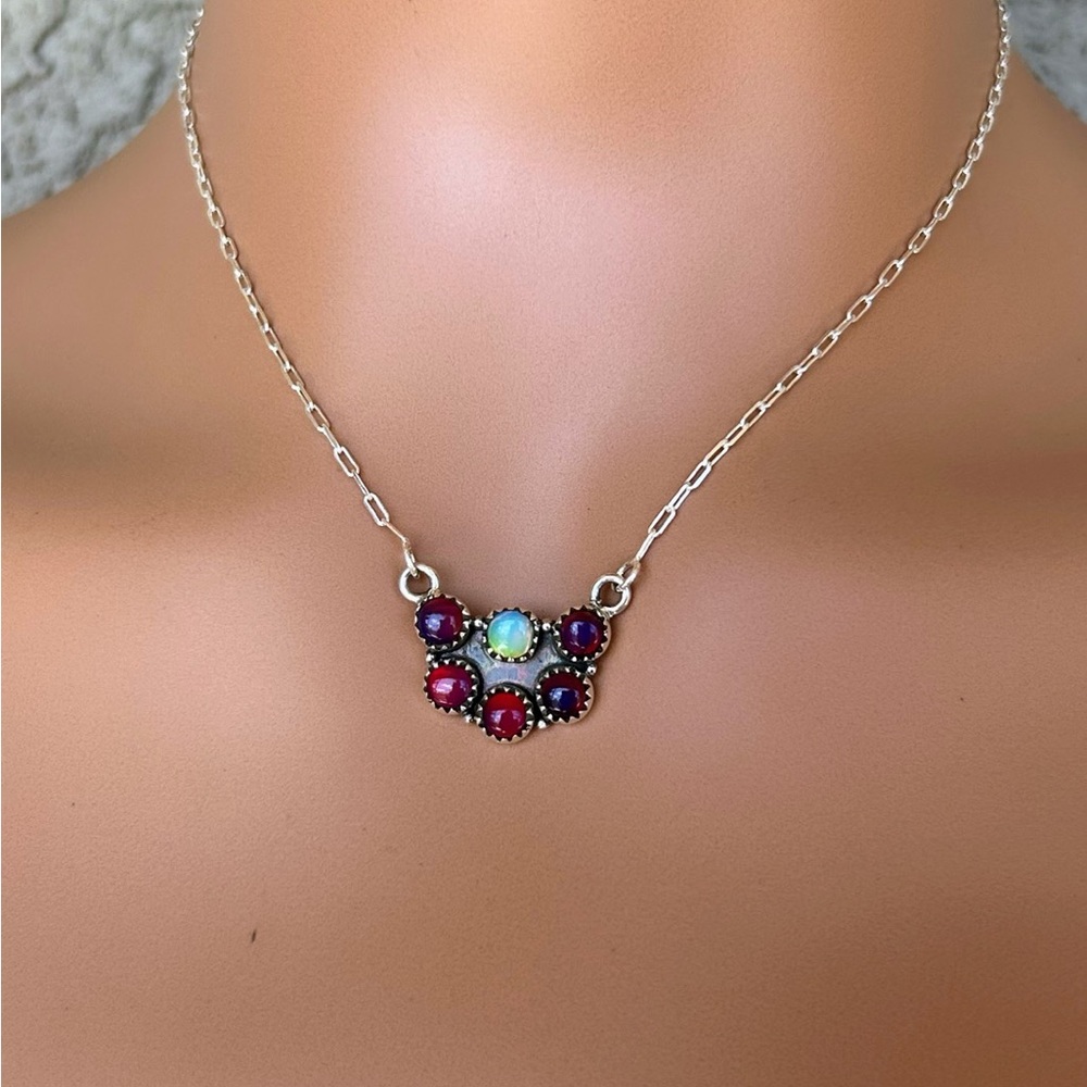 925 Sterling Silver Balloon Opal Necklace